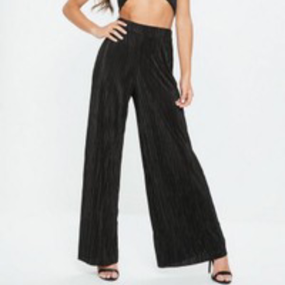 Black Pleated Wide Leg Pants